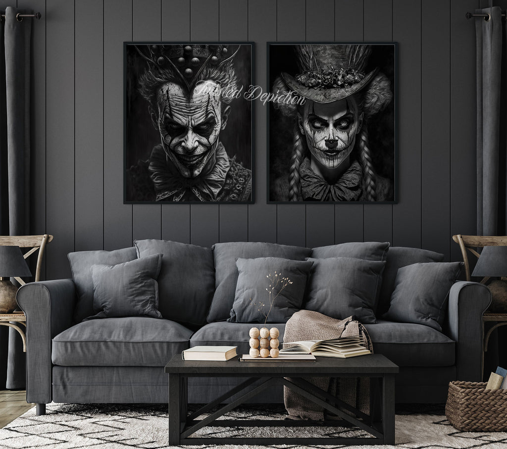 sinister clown horror art set canada
