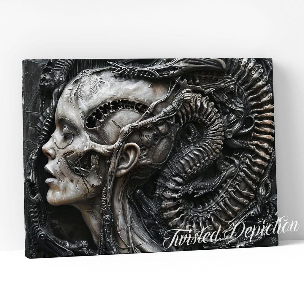 biomechanical woman canvas art