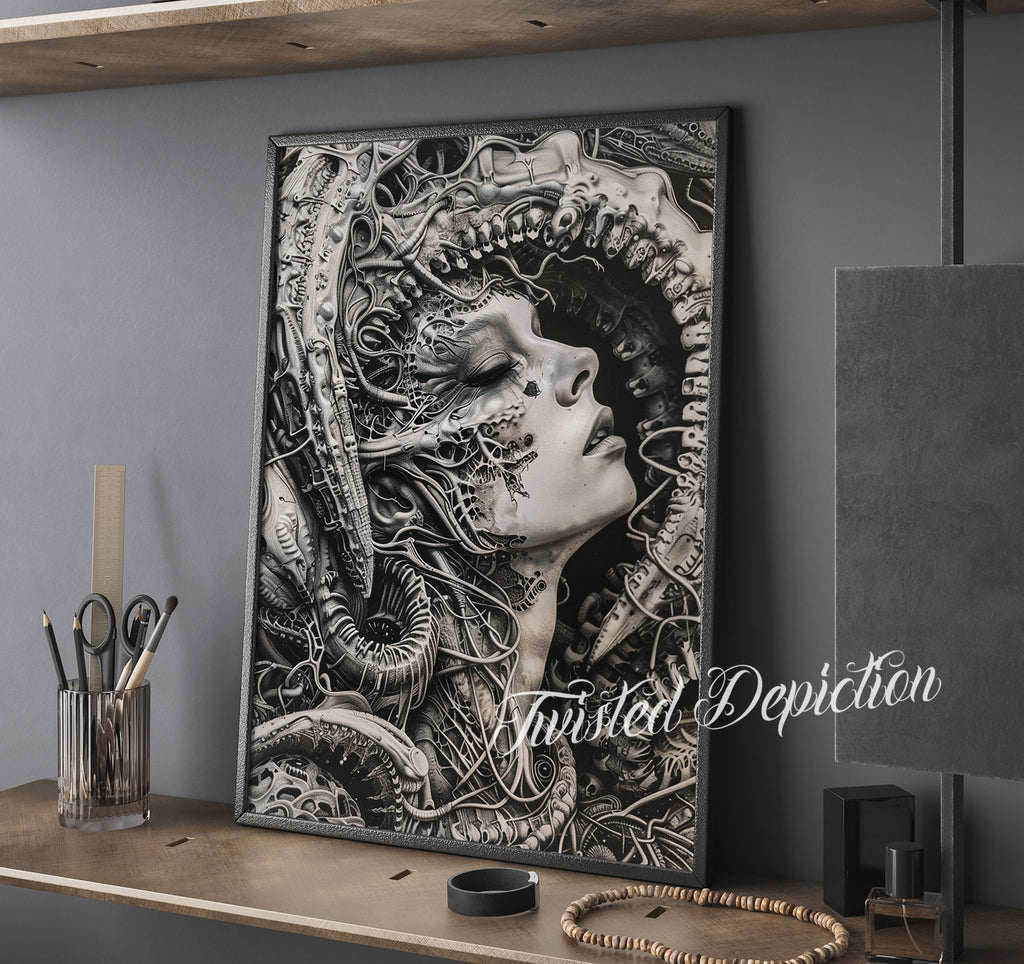 biomechanical wall art woman