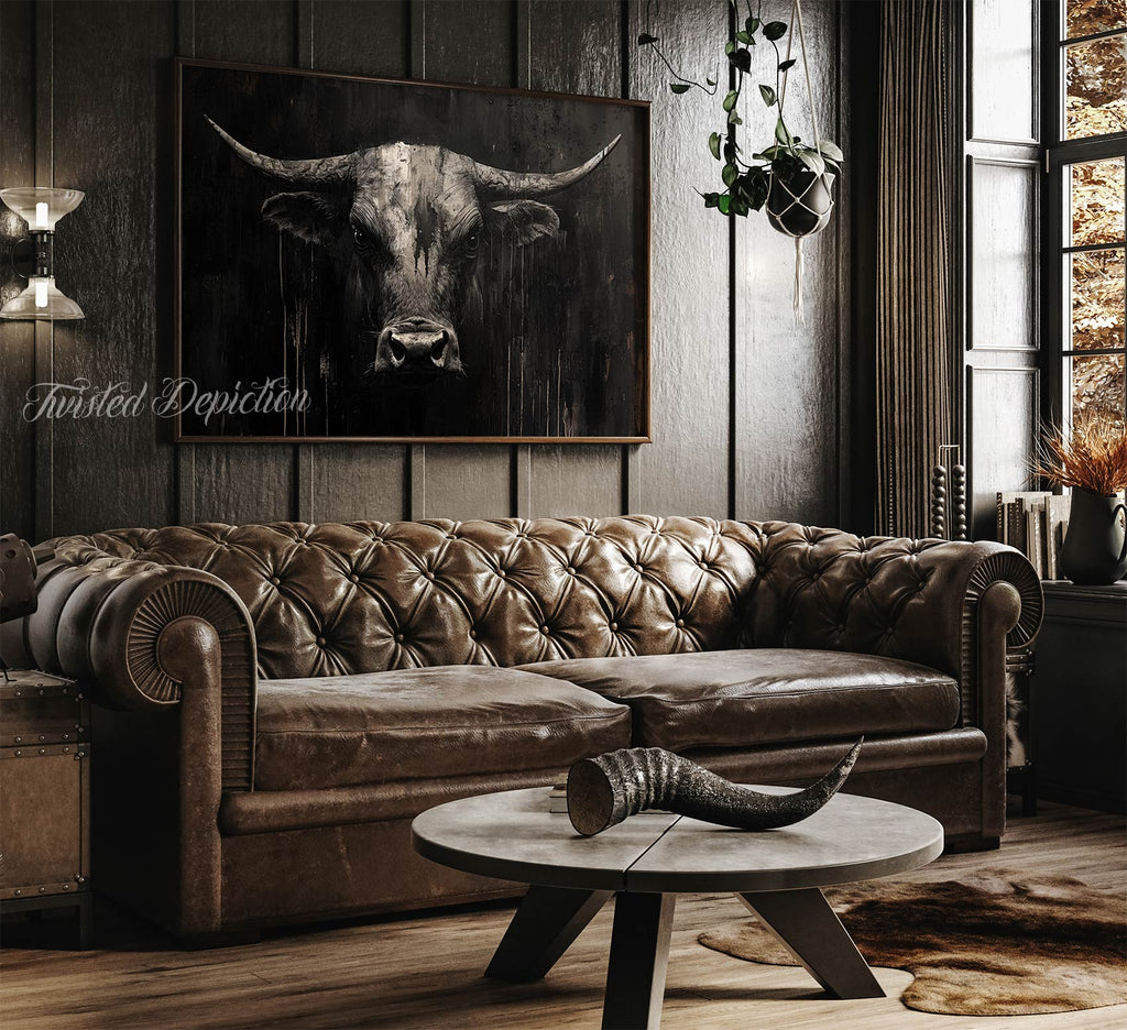 dark mean bull painting