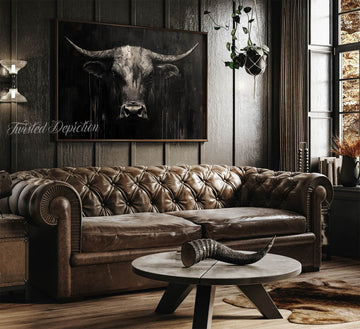 dark mean bull painting
