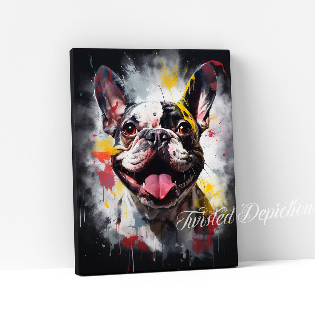 Boston terrier abstract painting