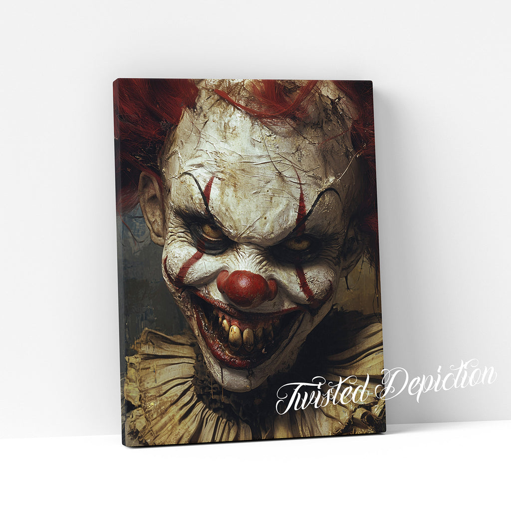 canvas creepy clown painting