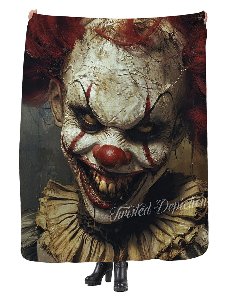 horror clown sherpa blanket print