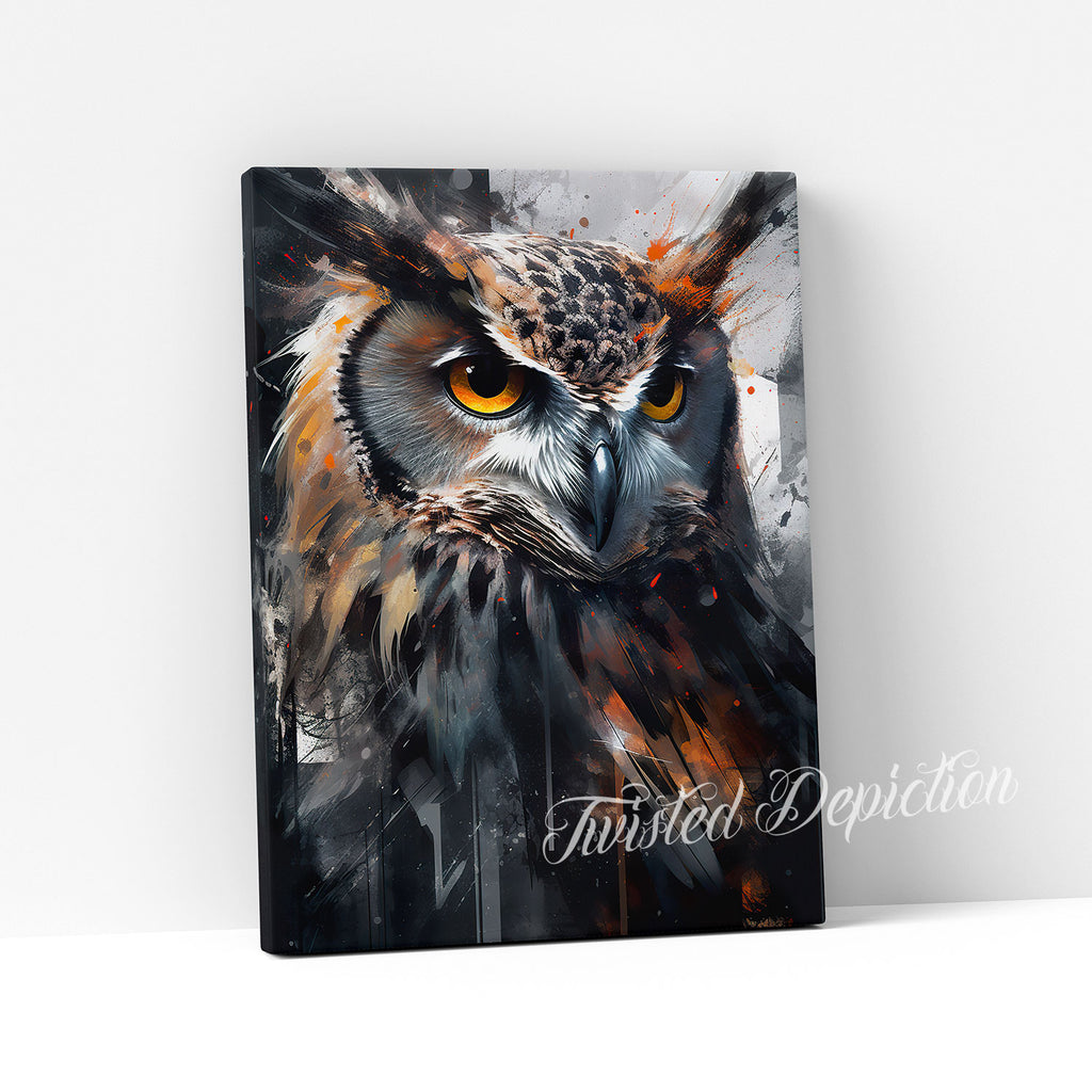colourful canvas owl painting