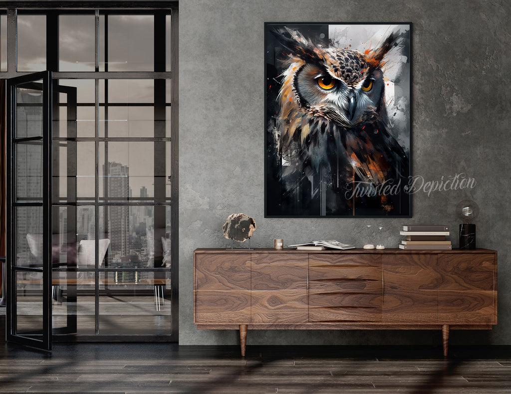 colourful owl painting fine art