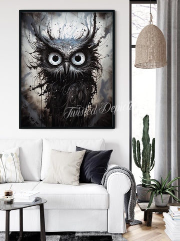 dark owl painting fine art