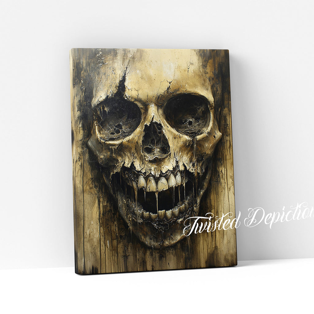 decaying skull canvas art