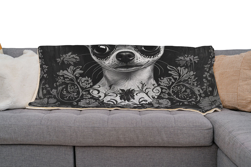 chihuahua day of the dead art blanket 