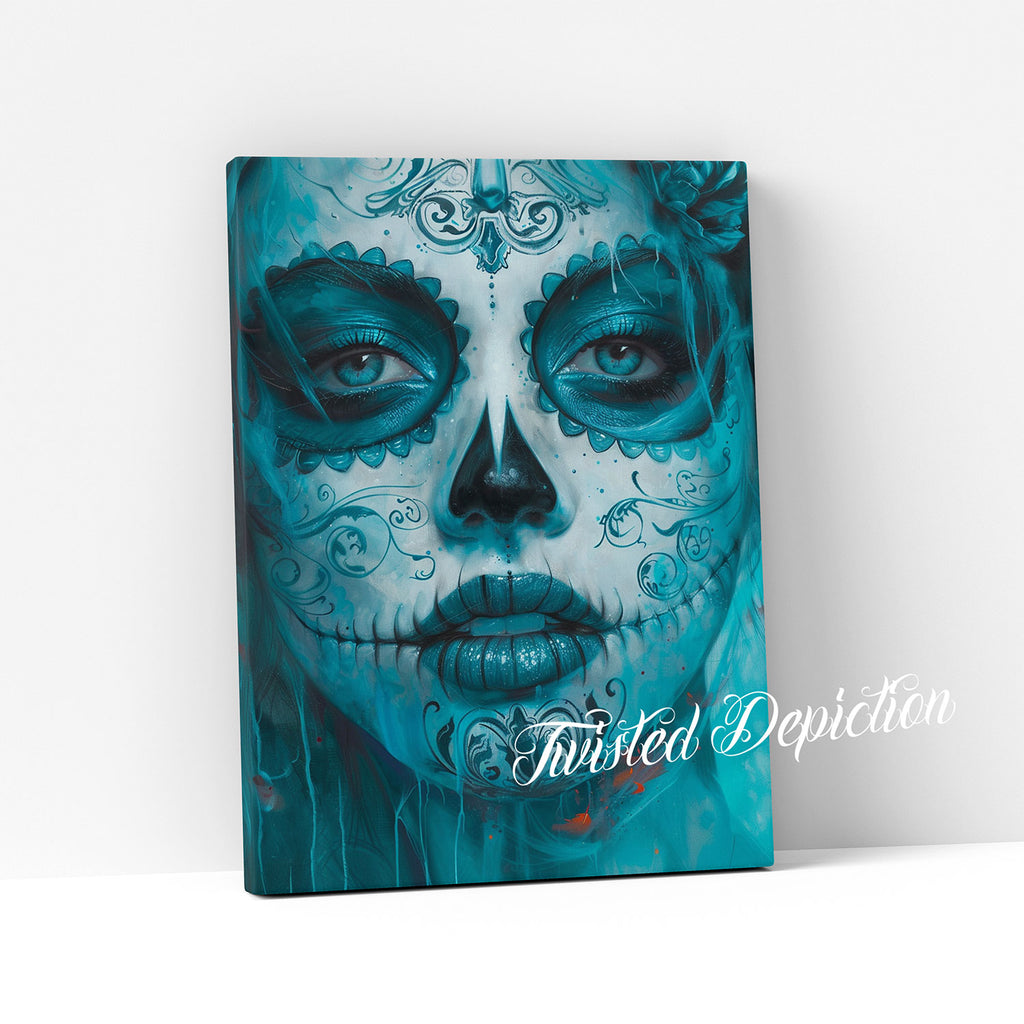 ocean blue day of the dead girl art