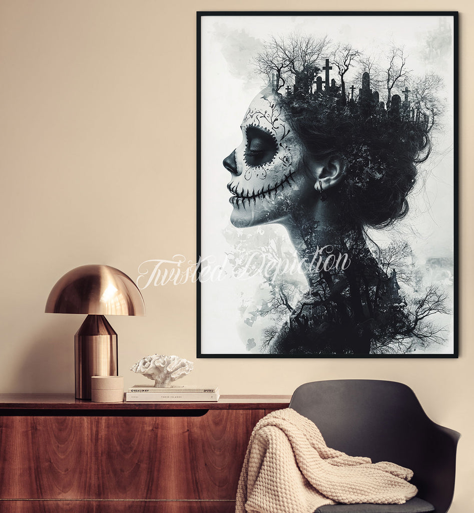 double exposure day of the dead art