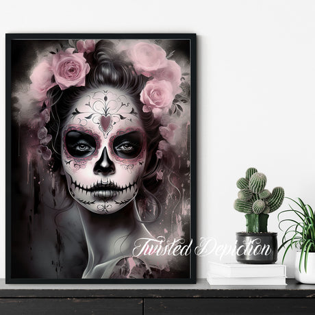 pink and black DOTD girl wall art