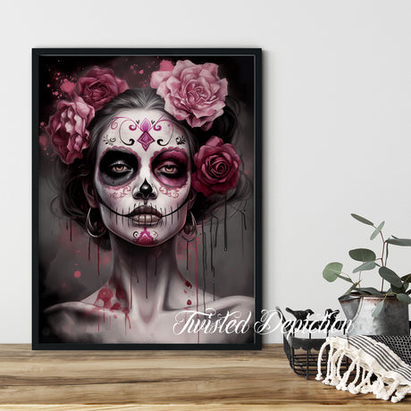 pink day of the dead dark art