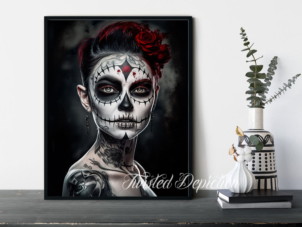 punk day of the dead girl painting