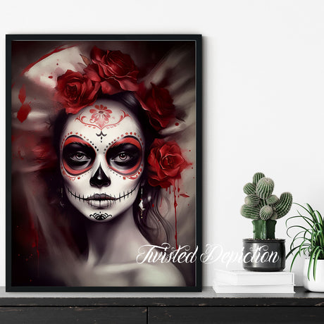 red black day dead girl art