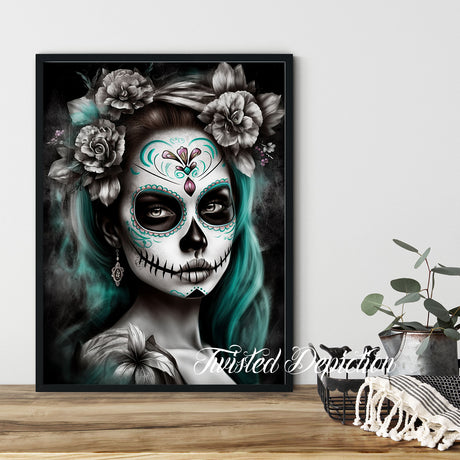 teal dotd wall art