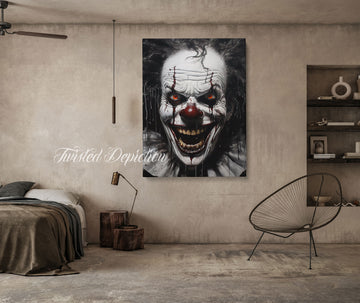 creepy clown painting canvas