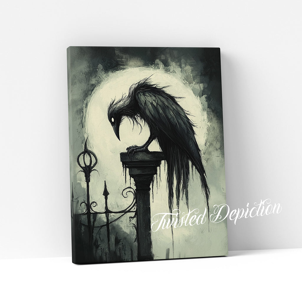 gothic raven crow art on canvas