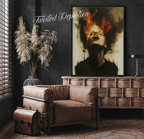 depression wall art fire framed