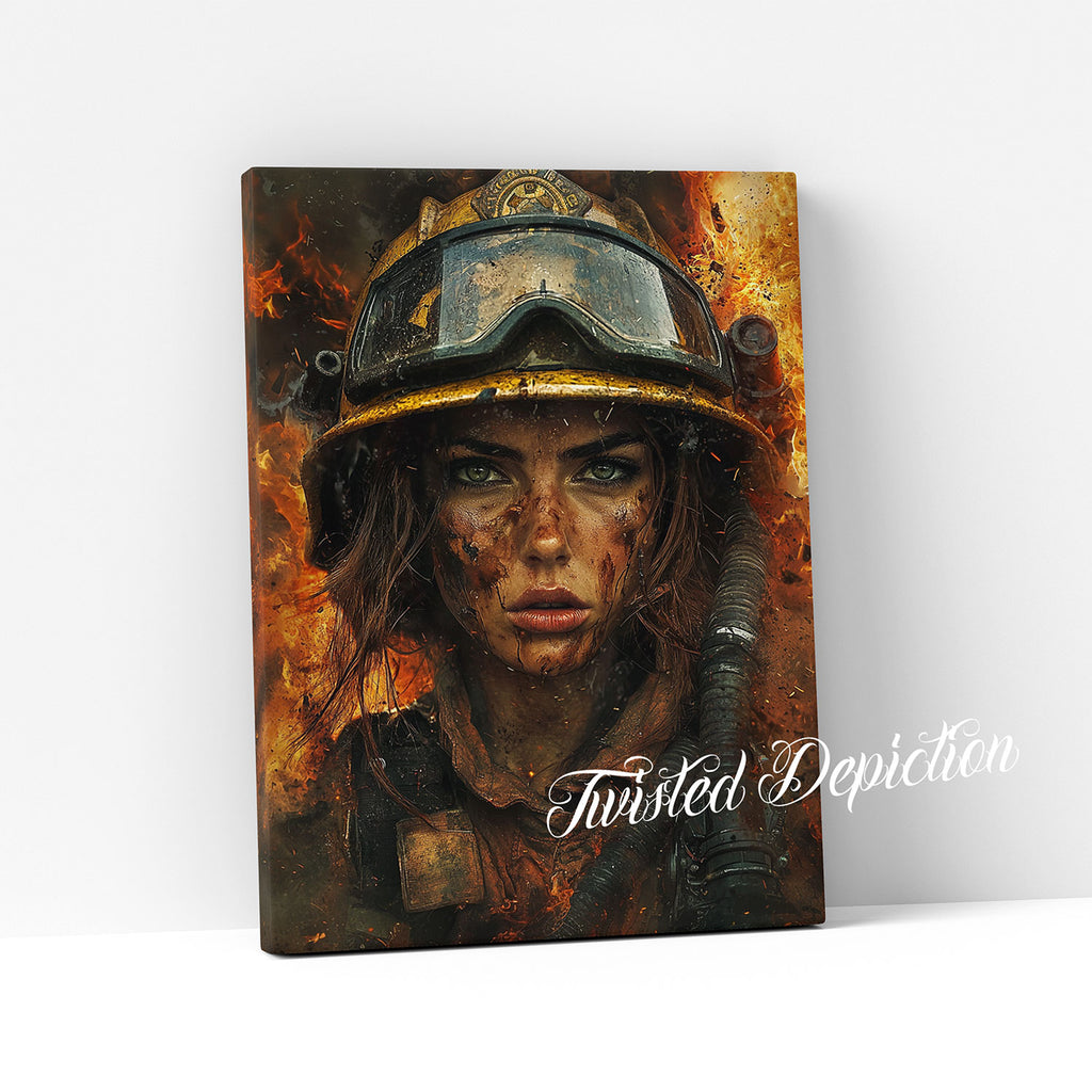 firefighter female art painting