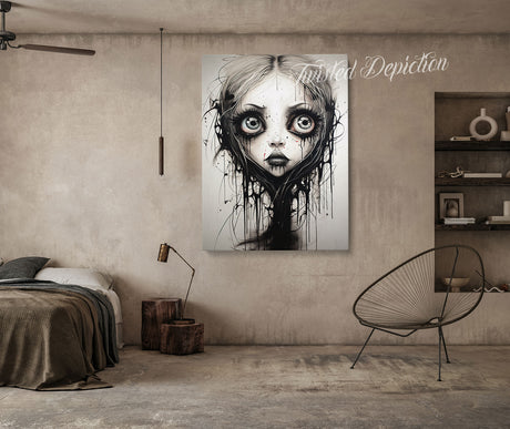 gothic large eyes girls wall art