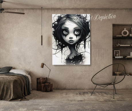 gothic girl large eyes wall art