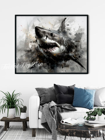 great white shark painting canada