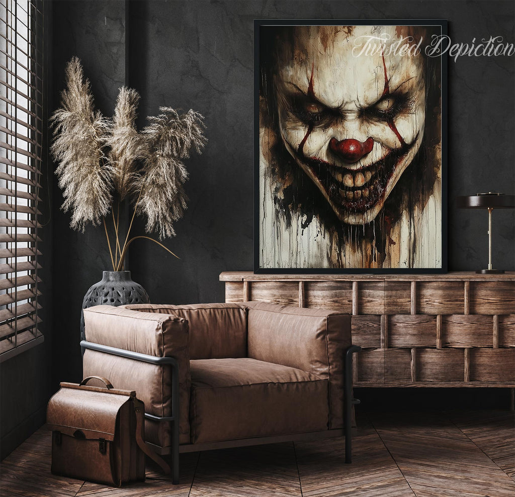 creepy horror clown art