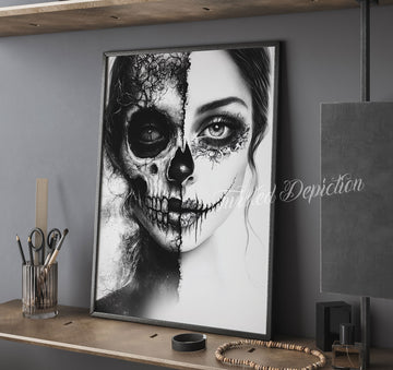 day of the dead gothic skull girl