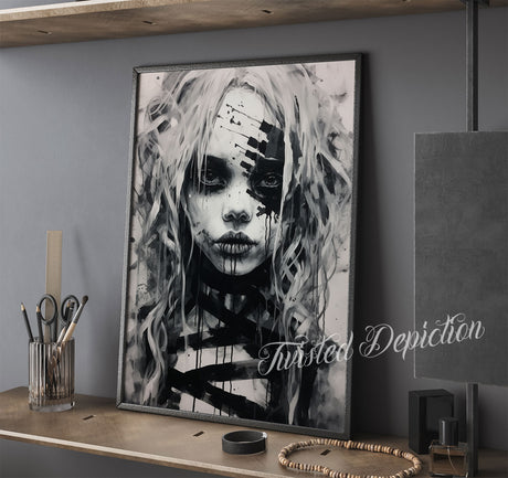 necropunk girl on fine art print