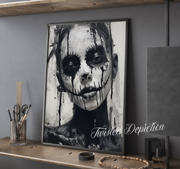 gothic painted girl face fine art
