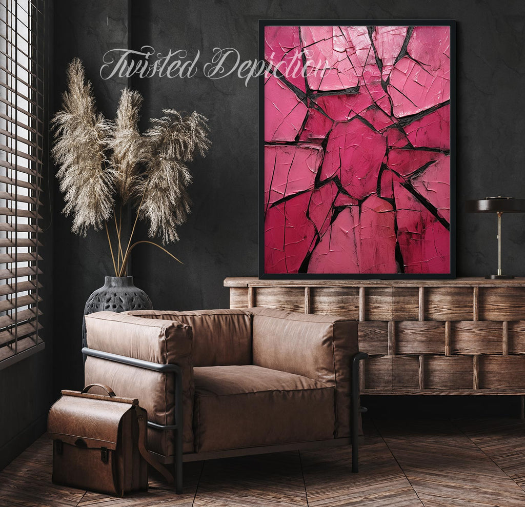 pink gothic abstract wall art painting