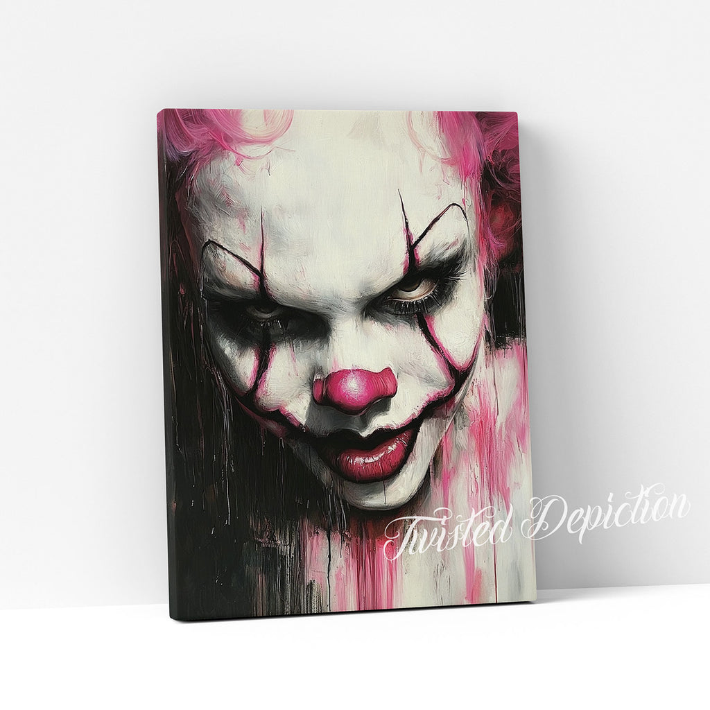 pink horror clown painting