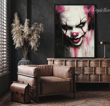pink horror clown art