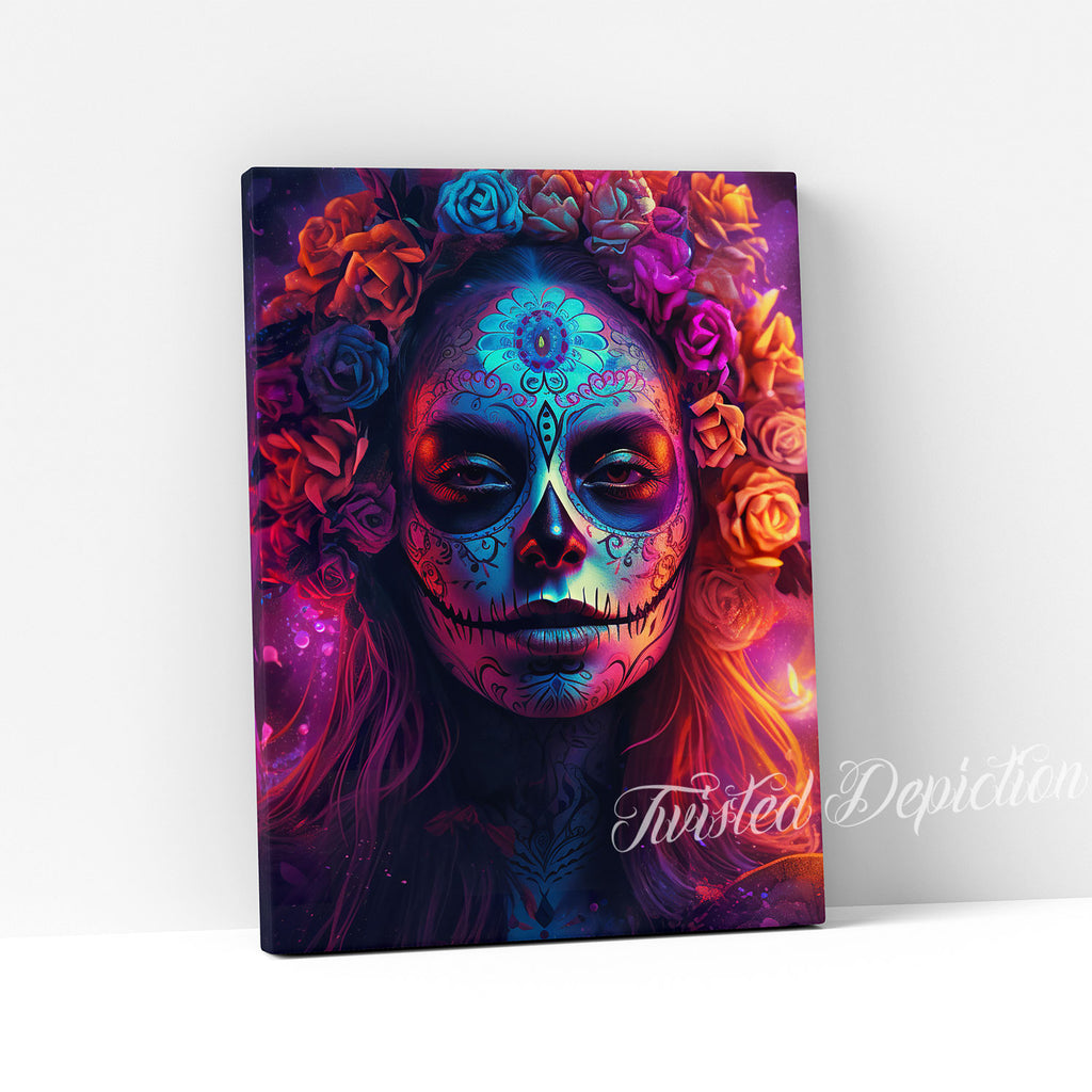 psychedelic day of the dead girl art