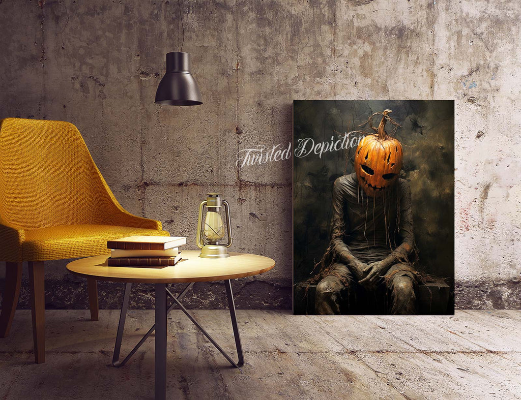pumpkin man Halloween painting