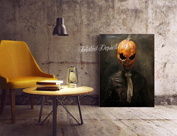 pumpkin head Halloween horror painting