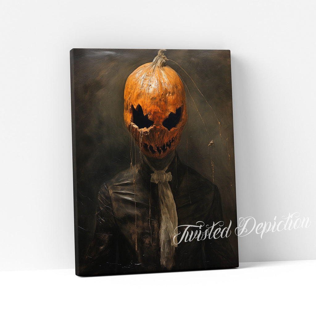 pumpkin head Halloween horror painting