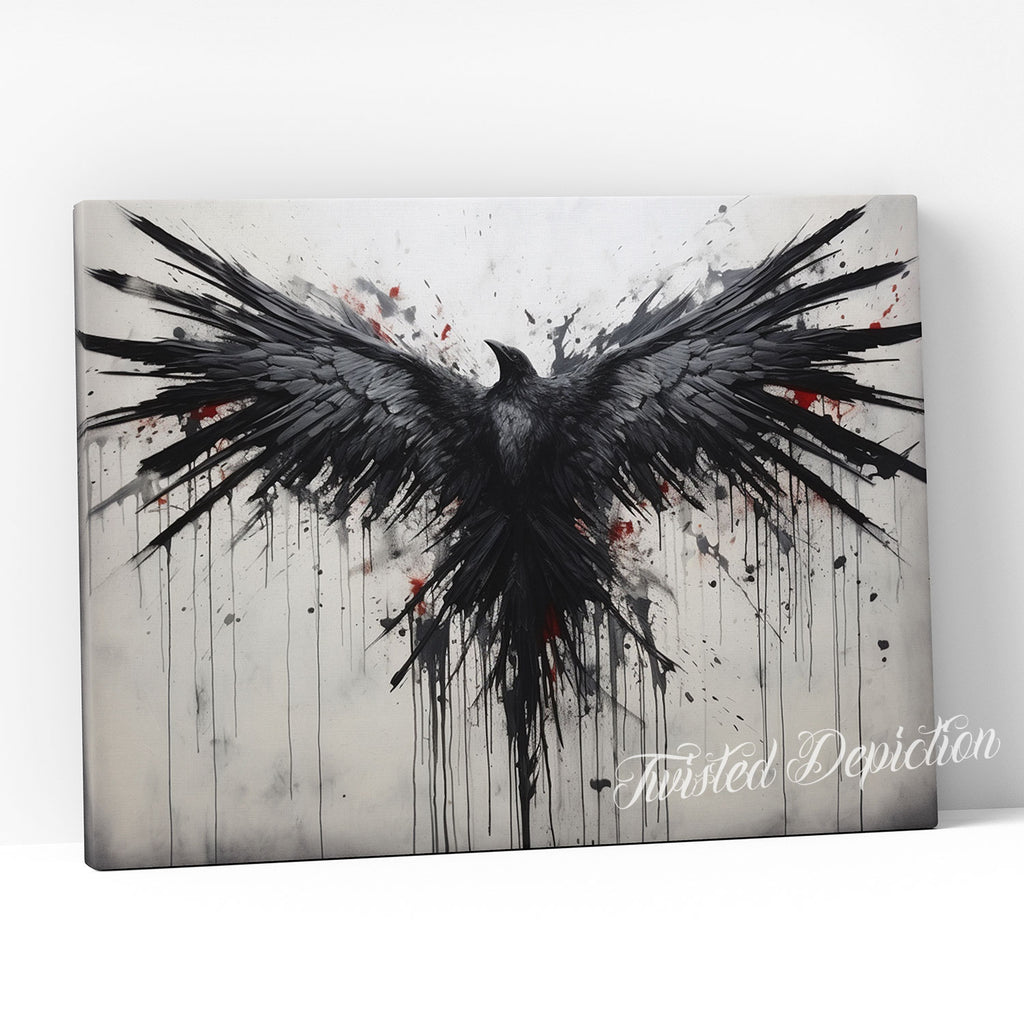 raven gothic wall art canvas
