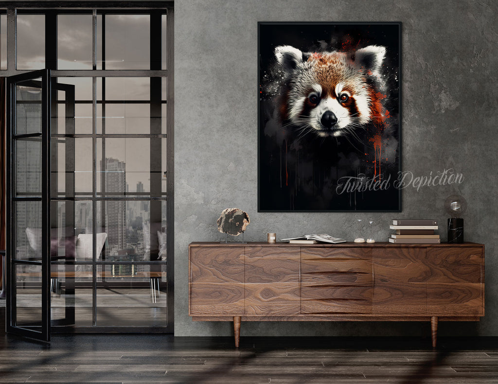 red panda fine art painting