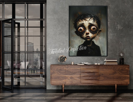 creepy boy wall art horror
