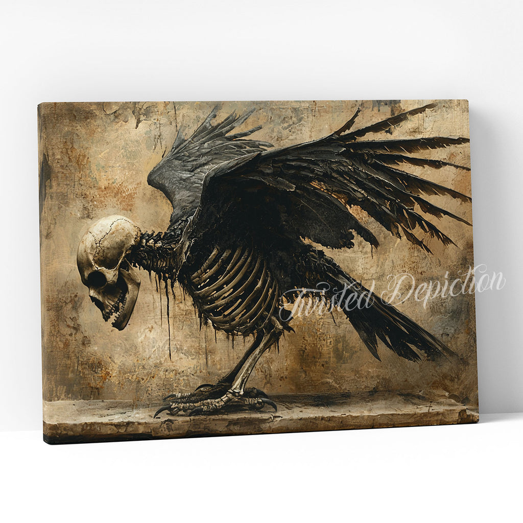 skull crow canvas art