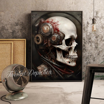 steampunk skull art wall