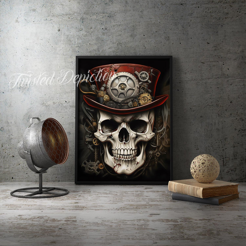 steampunk skull art painting