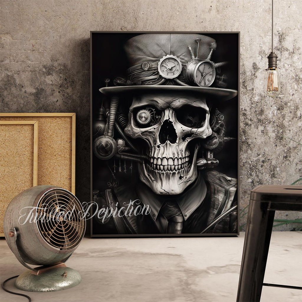 steampunk skulls printable art
