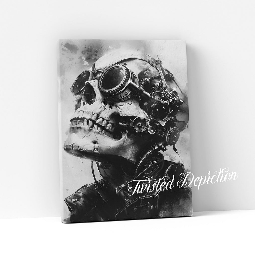 canvas painting steampunk skull
