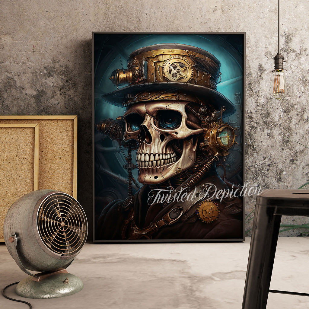 steampunk skulls printable art
