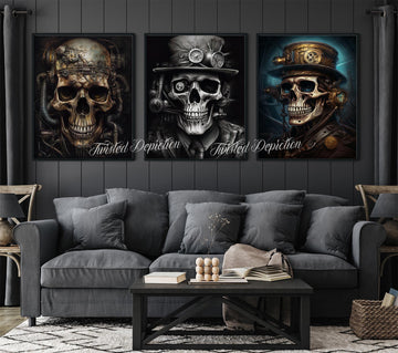 steampunk skulls printable art