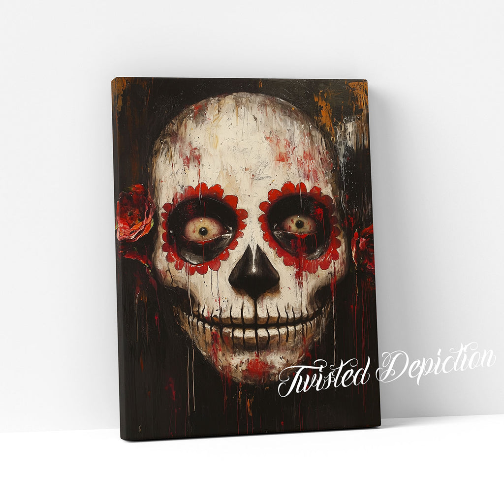 sugar skull painting on canvas