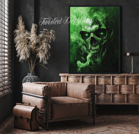toxic green skull painting